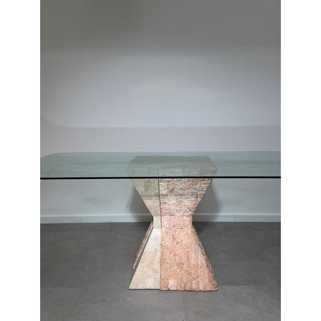 Mactan Stone Dining Table with Glass Top For Sale - Image 4 of 6