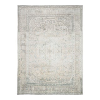 1970s Vintage Persian Handmade Wool Cotton Beige Area Rug For Sale