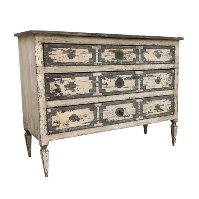 Italian Tuscan Painted Three Drawer Commode Dresser For Sale - Image 9 of 9
