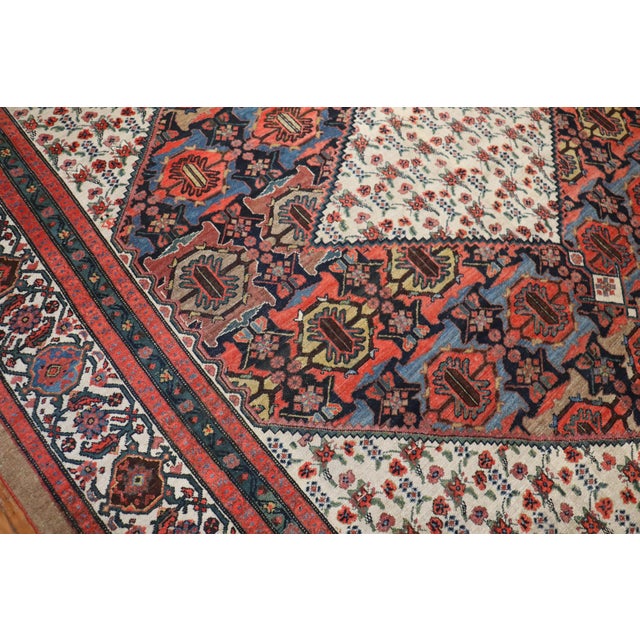 Textile Early 20th Century Zabihi Collection Dramatic Persian Hamedan Serab Decorative Square Room Rug - 10'9" x 12'8" For Sale - Image 7 of 10