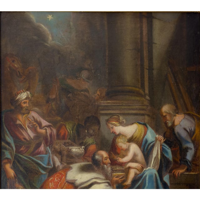 Italian Artist, Baroque Adoration of the Magi, 18th Century, Oil on Canvas, Framed For Sale - Image 5 of 6