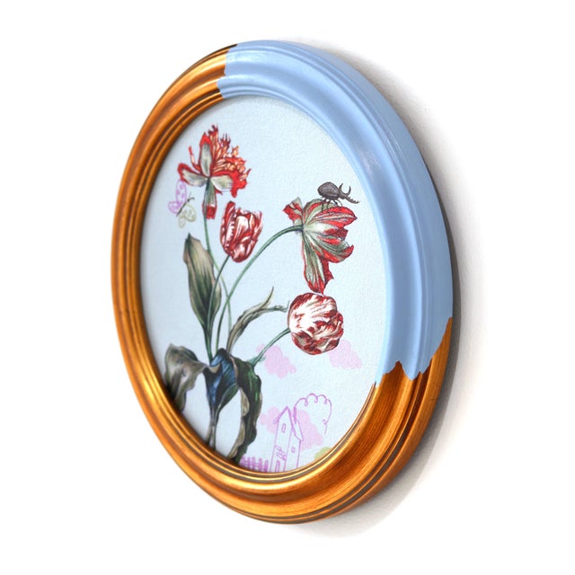 The House at the End of the Road - Blue Floral Art on Canvas Original Artwork by Carlos Gamez De Francisco For Sale In Los Angeles - Image 6 of 9