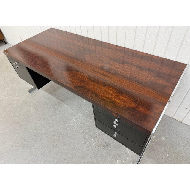 Hugh Acton Mid-Century Modern Hugh Acton Style Rosewood Executive Desk For Sale - Image 4 of 13