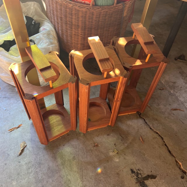 Up for consideration is a vintage trio of handmade wooden candle lantern decorations. These are perfect for a country-core...