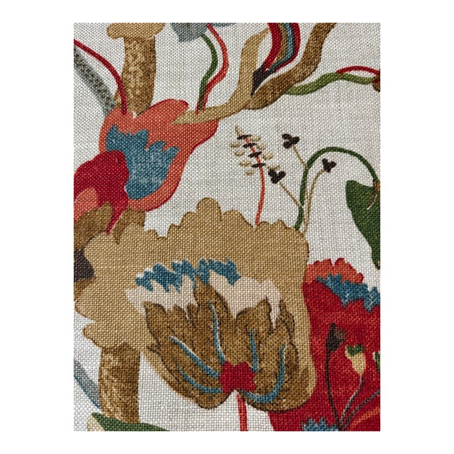 G P & J Baker r1380.5.0 California Red/Cream Linen Linen Fabric 5 Yards For Sale