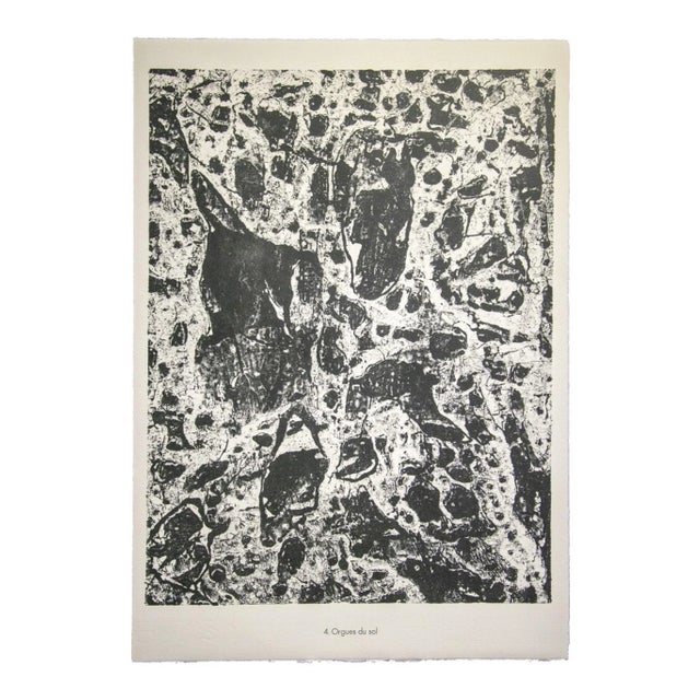Orgues du sol - From Eaux, Pierres, Sable is an original black and white lithograph realized by Jean Dubuffet (1901 Le...