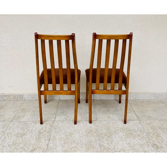 Vintage Wood and Velvet Chairs, 1970s, Set of 2 For Sale - Image 4 of 12