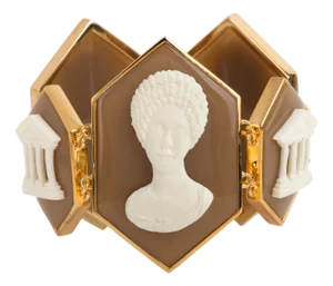 Miriam Salat Italian Cameo Bracelet Set In Sterling Silver & 18 K Gold Plating