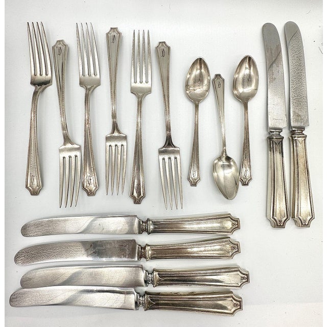Silver Early 1900s Old French King Albert Sterling Silverware Set of 19 by Whiting Manf Co For Sale - Image 8 of 12