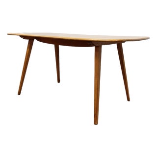 Vintage Mid Century Modern Plank Dining Table Attributed to Ercol For Sale