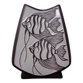 Studio Ceramic Vase with Fishes from Carstens / Goldscheider, 1950s For Sale