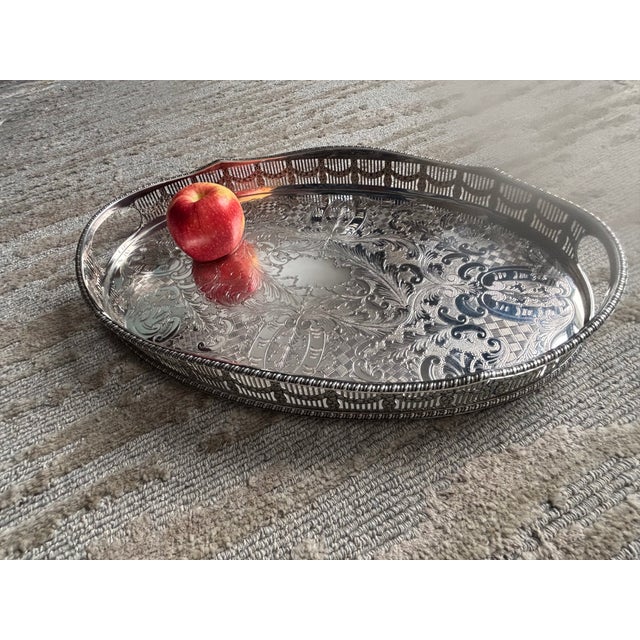 Sheffield Silver Plate Reticulated Gallery Tray For Sale - Image 11 of 11