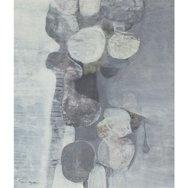 A 1960s abstract gouache painting, titled "Grey Forms" by Canadian artist Walter Sorge (1931-2021). This piece features...