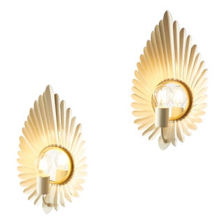 Lorynn 18" Leaf Wall Sconce in Off White/Gold - a Pair For Sale