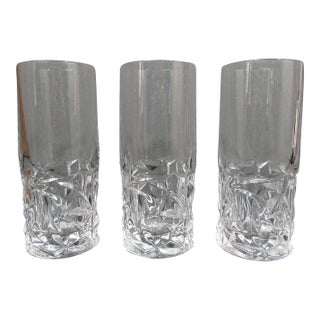 1990s Tiffany & Co. Rock Cut Crystal Highball Glasses - Set of 3 For Sale
