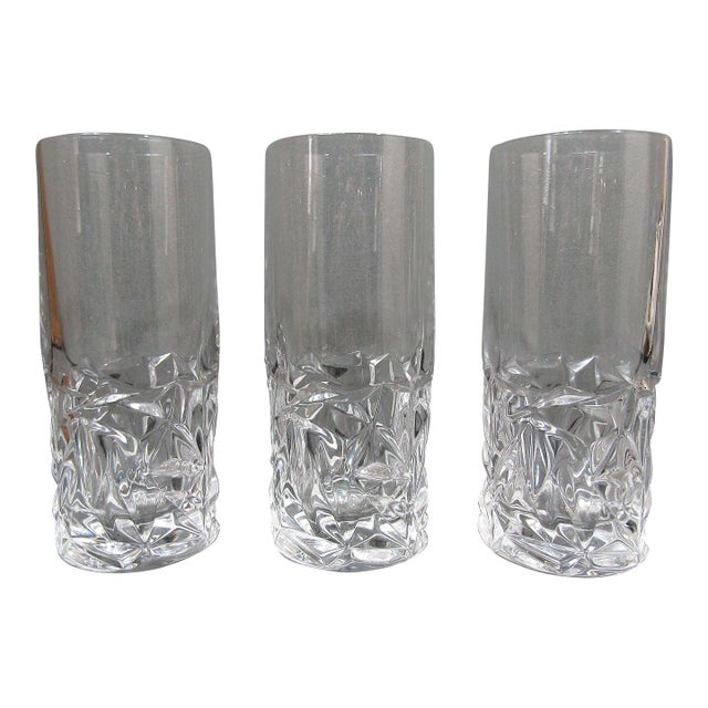 1990s Tiffany & Co. Rock Cut Crystal Highball Glasses - Set of 3 For Sale