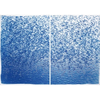 "Serene Cove Ripples" Contemporary Cyanotype Diptych by Kind of Cyan - a Pair For Sale