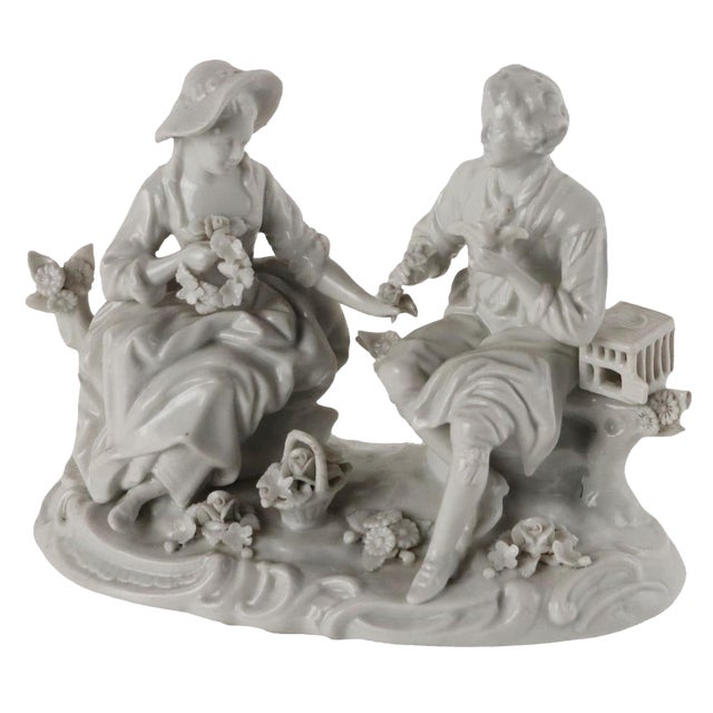 Antique German Sculpture White Rudolstadt in Porcelain For Sale