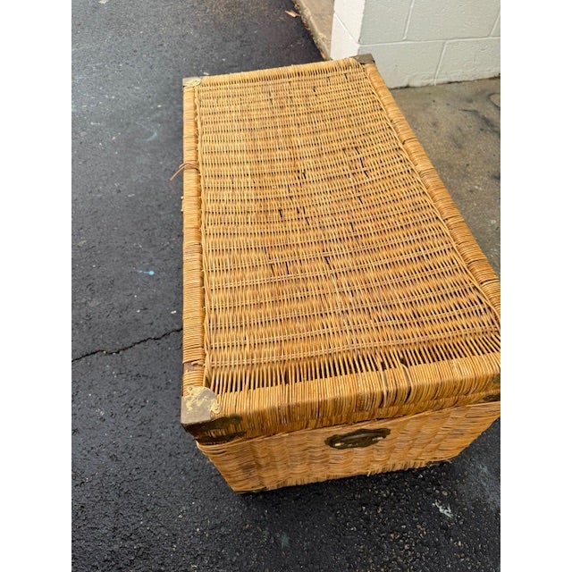 Vintage Wicker Chest with Brass Hardware – Statement Storage or Coffee Table Bring timeless charm and functional beauty to...