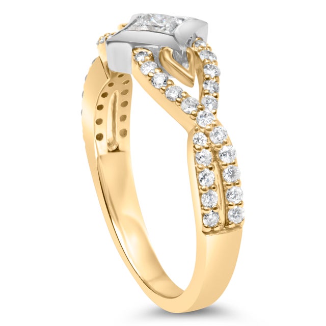 Haus of Brilliance 10K Two Tone Color 2/3 Cttw Diamond Kite and Twist Shank Ring (H-I Color,SI2-I1 Clarity) - Size 7 For Sale - Image 4 of 6