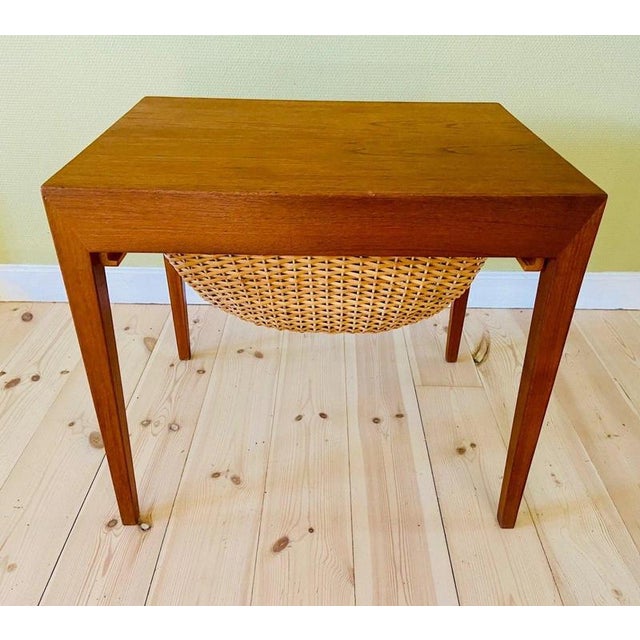 Vintage Danish Teak Sewing Table by Severin Hansen Jr. for Haslev Møbelfabrik, 1960s For Sale - Image 14 of 18