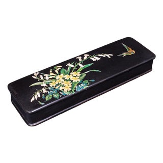 Vintage Japanned Pen Box, Japanese, Lacquer, Calligrapher's Quill Case, Art Deco For Sale