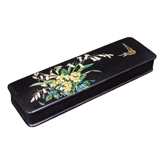 Vintage Japanned Pen Box, Japanese, Lacquer, Calligrapher's Quill Case, Art Deco For Sale