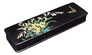 Vintage Japanned Pen Box, Japanese, Lacquer, Calligrapher's Quill Case, Art Deco