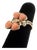 Vintage Modernist 14k Yellow Gold Coral Diamond Ring For Sale