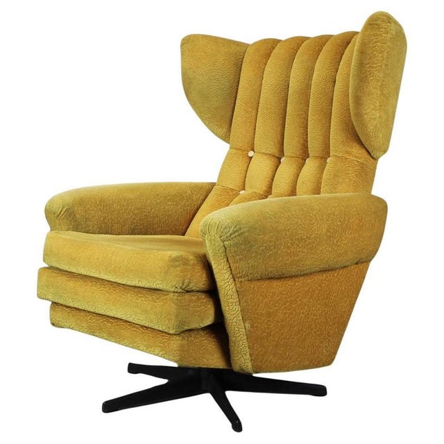 Mid-Century Wingback Swivel Lounge Chair, Former Czechoslovakia, 1960s For Sale - Image 12 of 12