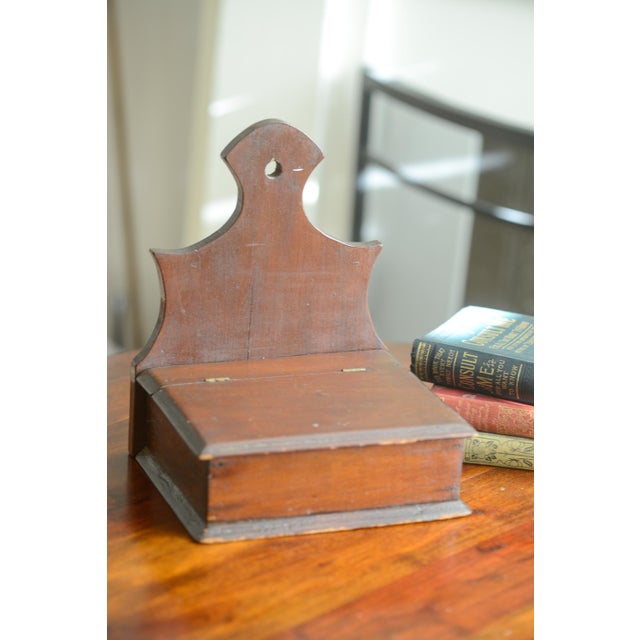 American Vintage Primitive Hanging Wooden Salt or Candle Box For Sale - Image 3 of 7