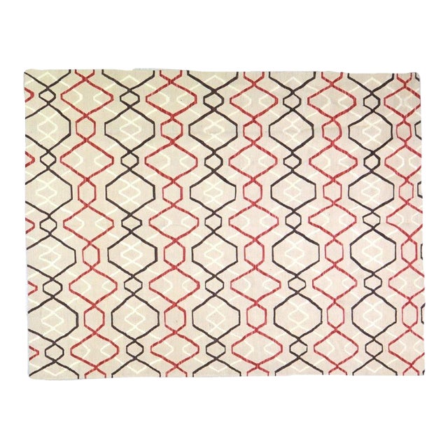 Afghan Modern Flatweave Kilim Wool Rug, 6'x7'9" For Sale