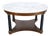 Round Marble Top Neoclassical Black Lacquer Pedestal Style Leg Coffee Table For Sale