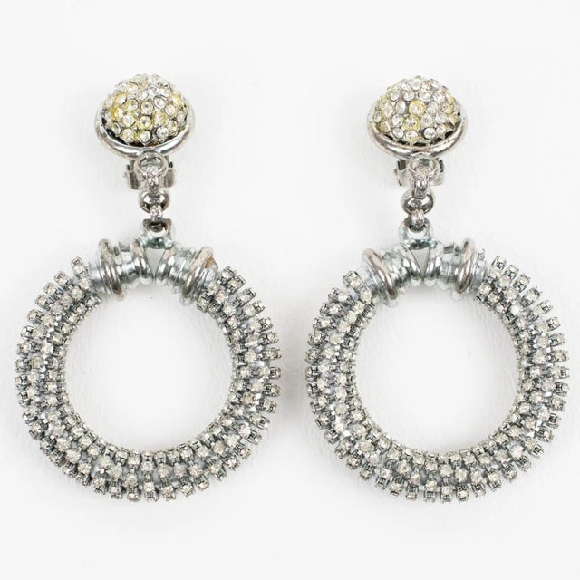 Gianfranco Ferre Crystal Jeweled Clip Earrings For Sale - Image 4 of 8