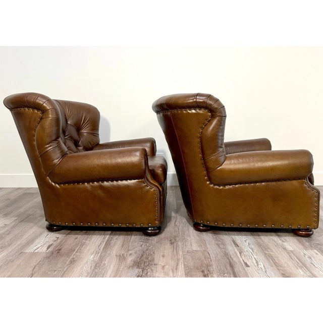 American (2) Ralph Lauren Writer’s Chairs With (2) Ottomans For Sale - Image 3 of 11