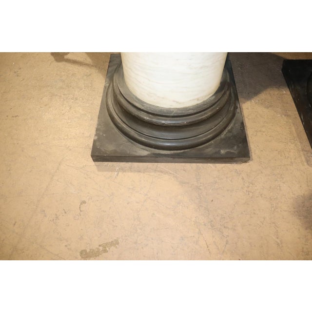 White Pair Marble Italian Ionic Style Palatial Pedestals For Sale - Image 8 of 11