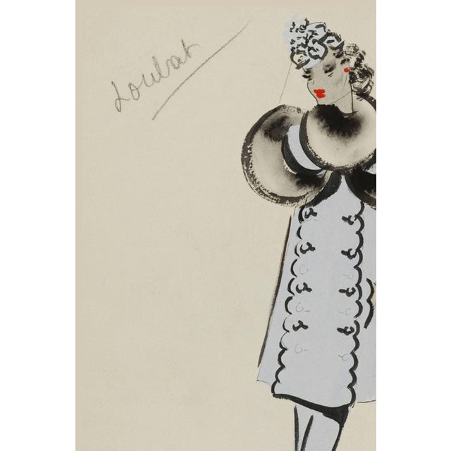 Vintage French Fashion Art Print – Pale Blue Art Deco Illustration, 24 ...