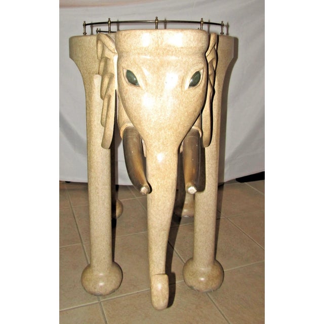 1990s Hand Carved Wood Elephant Rolling Bar Cart Table by Marge Carson Circa 1990s For Sale - Image 5 of 18