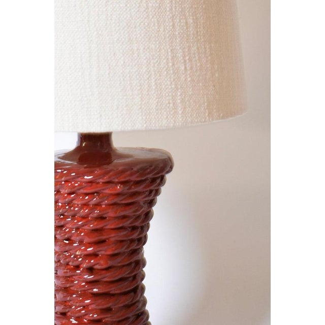 Kasaï Rope Red Ceramic Lamp 32cm Barracuda Edition For Sale - Image 4 of 5