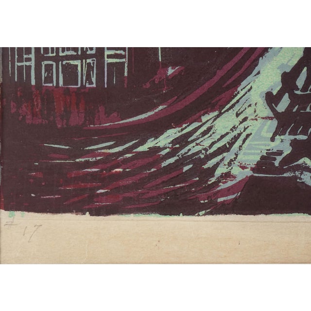1930s "Nightrise" Public Works Art Color Woodcut by Ruth Chaney For Sale In Monterey, CA - Image 6 of 8