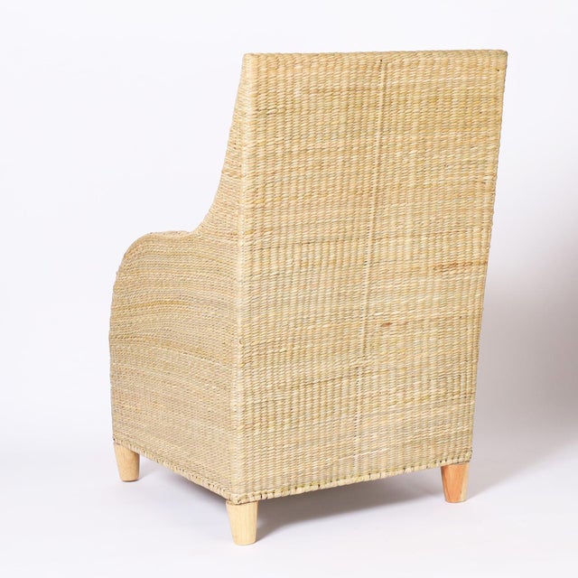 Mid-Century Modern Wicker Armchairs For Sale - Image 3 of 9