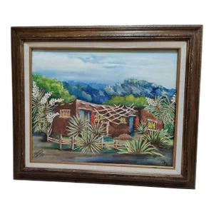 Original Southwest Oil Painting "Ranchero" Landscape Mountain Scene- Signed Florence Thibault