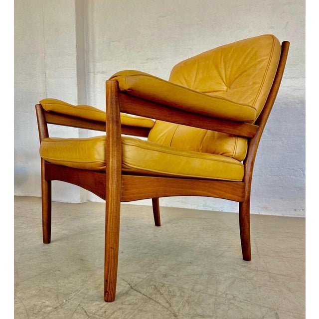 Gold Vintage Swedish Tan Leather and Wood Lounge Chair by Göte Möbler, 1970s For Sale - Image 8 of 18