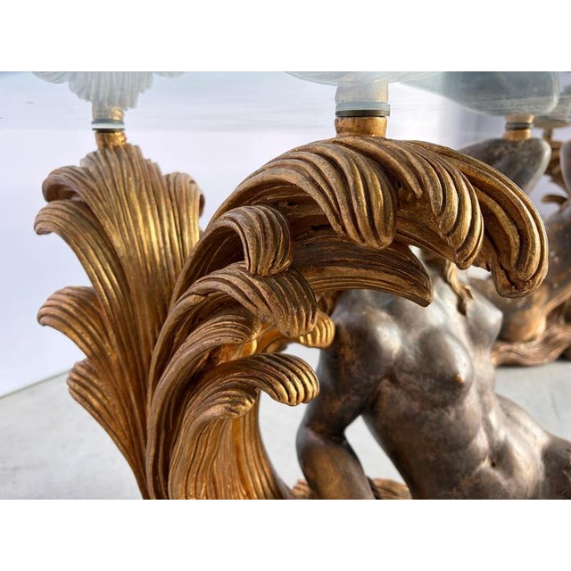 Vintage Gilt Wood Mermaid Coffee Table, Italy, 1960s For Sale - Image 6 of 14