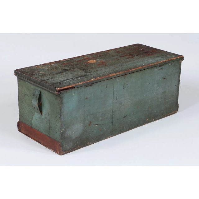 American 19th Century Green-Painted Sailor's Sea Chest (Seaman's Box), Pine With Original Surface For Sale - Image 3 of 10