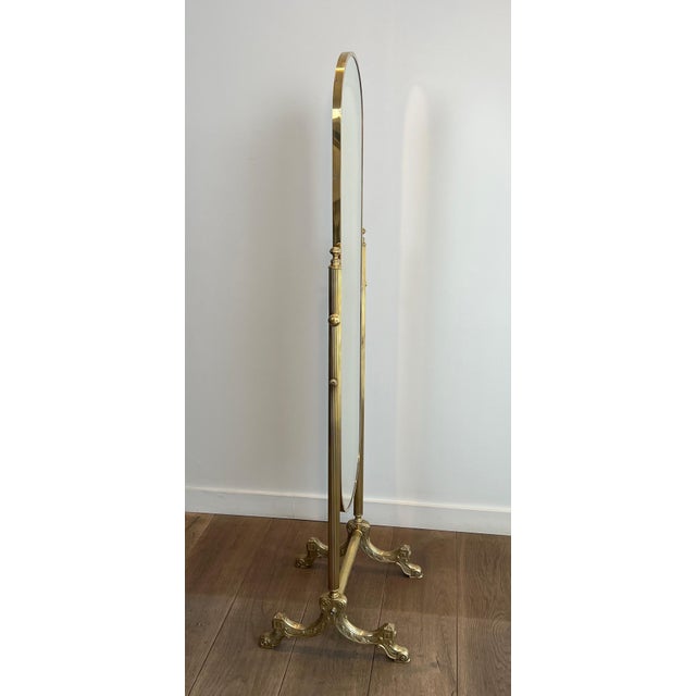 Maison Jansen Neoclassical brass floor mirror in the style of Maison Jansen For Sale - Image 4 of 12