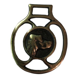 Vintage Brass Equestrian Setter Dog Harness Ornament For Sale