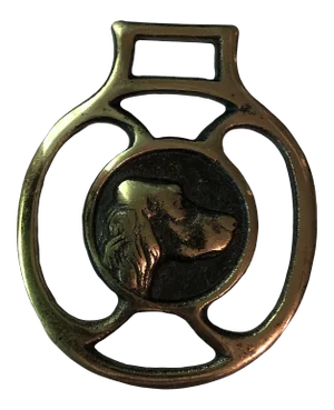 Vintage Brass Equestrian Setter Dog Harness Ornament