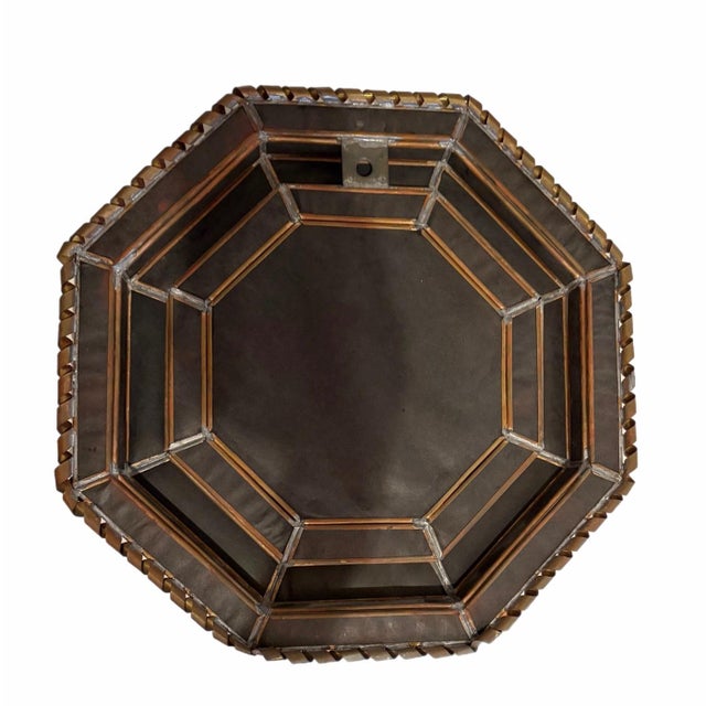 Vintage octagon brass lined mirror. The shape and character make a beautiful accent for any area and also looks wonderful...