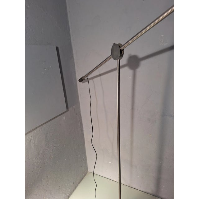 Large Floor Lamp in Chromed Metal with Black Acrylic Glass Lampshade and Travertine Base, 1960s For Sale - Image 6 of 18
